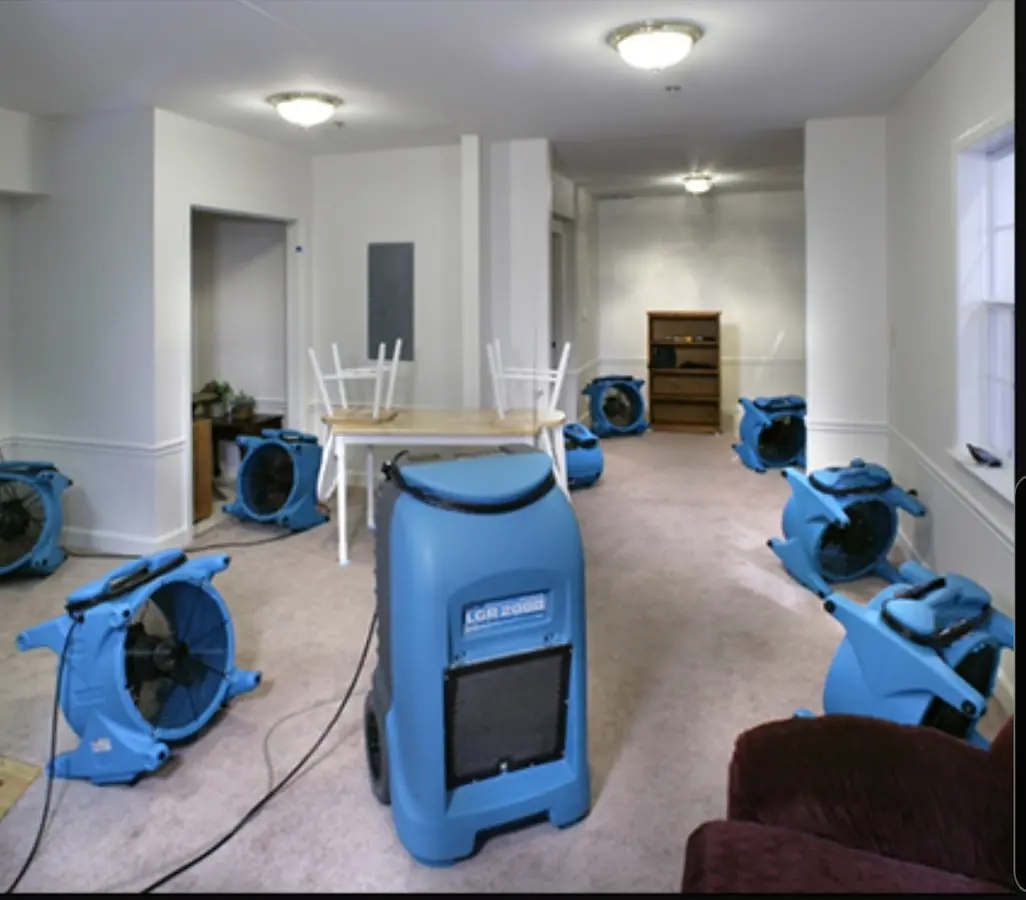 Air movers and dehumidifier setup for Water Damage Restoration in Picture Rocks